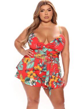 Fashion Nova Hoping For Love Tropical Romper 2X